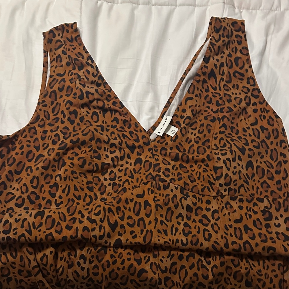 Ava & Viv Leopard Print Dress - Brown and Black
